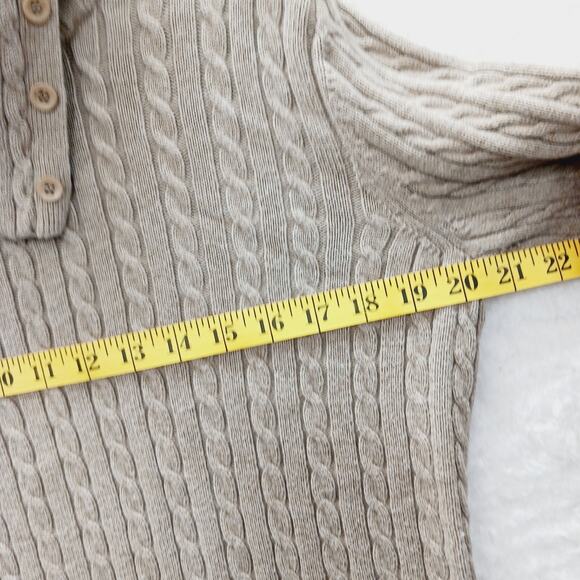 Sweater Size XL Cashmere Pullover Beige Fisherman Coastal Cowgirl Minimal Cable - Picture 6 of 14
